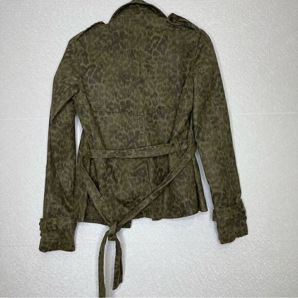 Current/elliot Auburn Trench Army Dirty Paws Leopard Jacket 1 - Picture 5 of 6